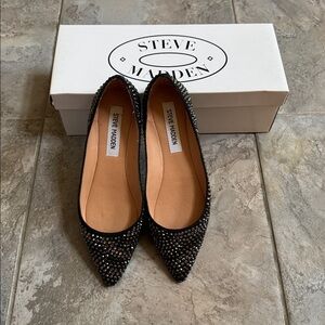Steve Madden Black Rhinestone Vegass Flats